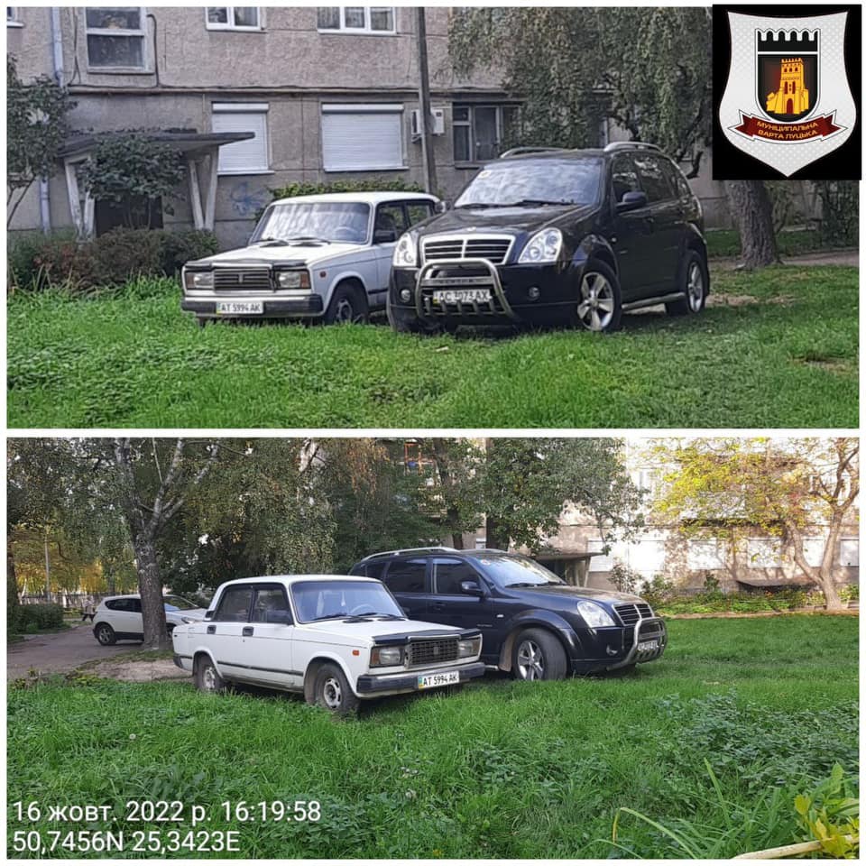 У центрі Луцька муніципали виявили «автохамів», які паркують авто на газоні