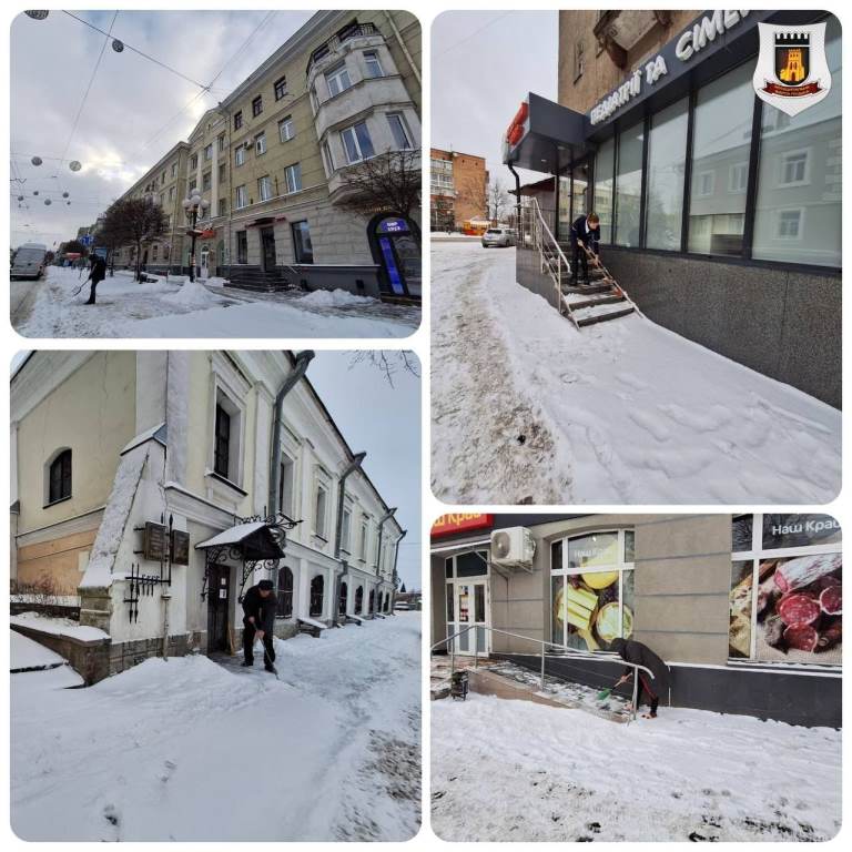 У Луцьку муніципали закликають прибирати від снігу та льоду тротуари, сходи, пішохідні доріжки та входи до будівель