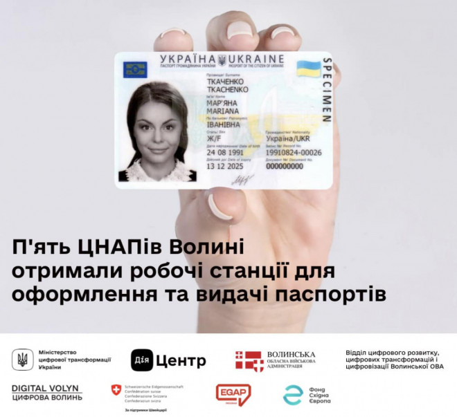 П’ять ЦНАПів Волині отримали робочі станції для оформлення та видачі паспортів