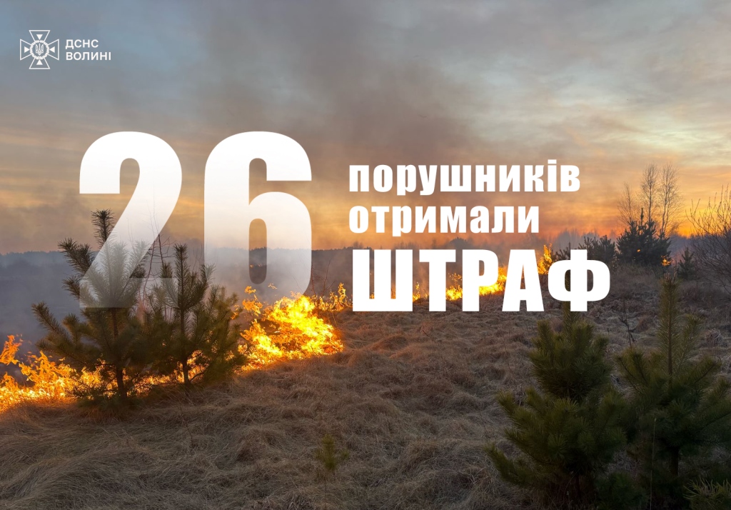 За тиждень на Волині 26 осіб оштрафували за підпал сухої трави