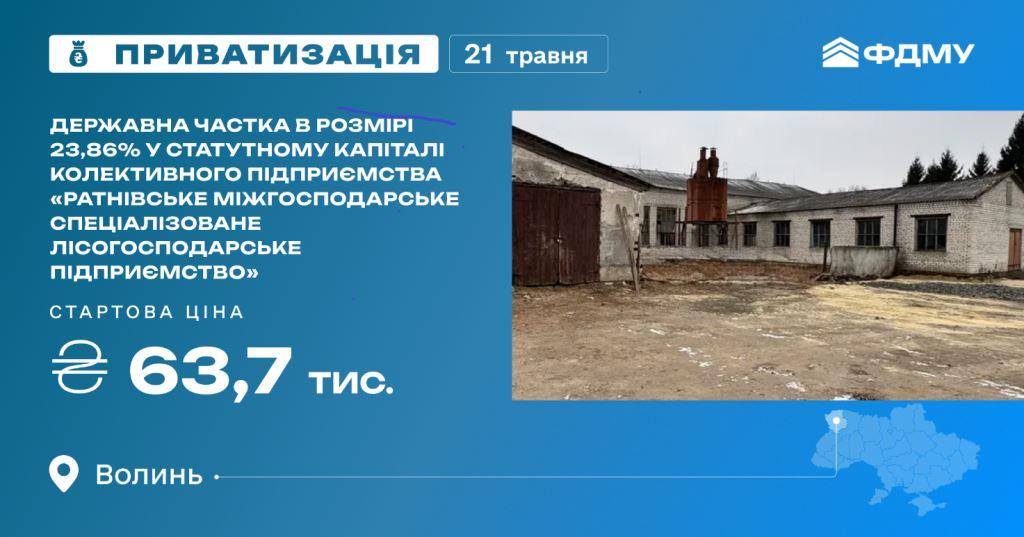 У Ратнівській громаді виставили на аукціон частку у статутному капіталі колективного підприємства