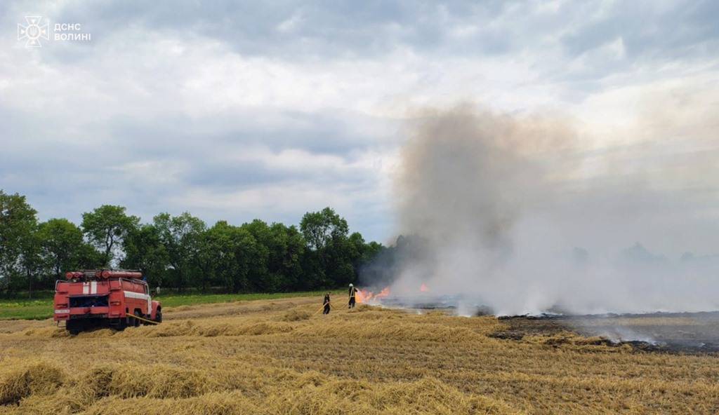 Необережність з вогнем та коротке замикання електромережі: на Волині ліквідували п’ять пожеж