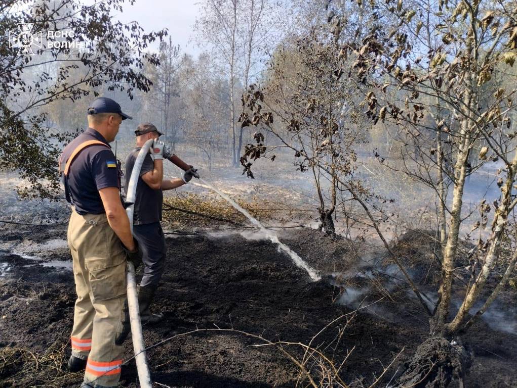 На Камінь-Каширщині триває ліквідація пожежі торф’яника