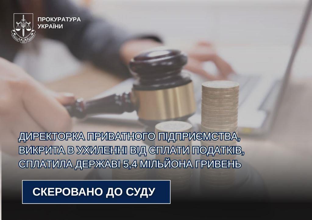 На Волині Директорка приватного підприємства, викрита в ухиленні від сплати податків, сплатила державі 5,4 мільйона