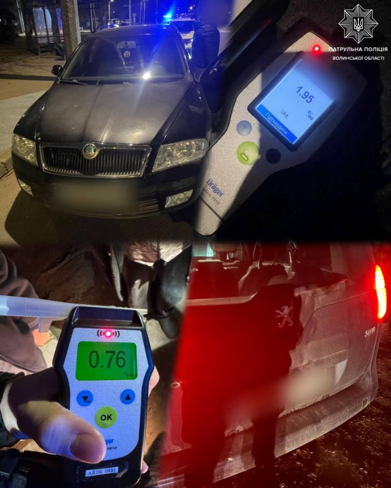 Чергові випадки водіння напідпитку: на Волині інспектори відсторонили порушників від керування