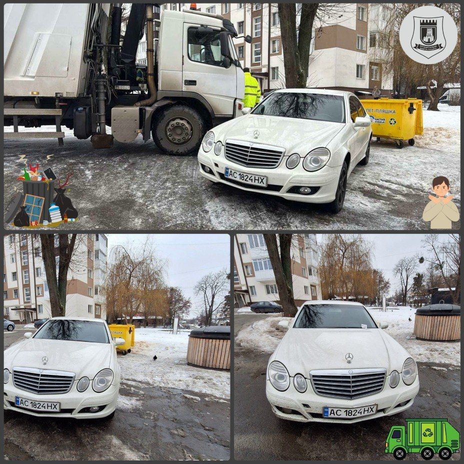 Луцькі муніципали нагадують про заборону паркування авто біля сміттєвих контейнерів