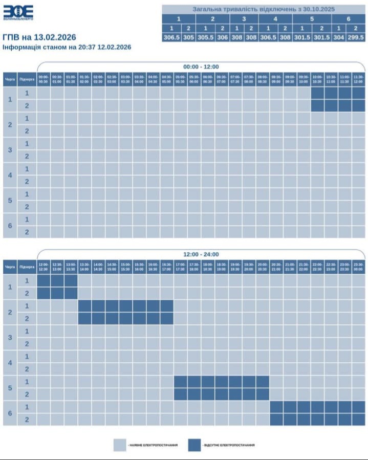 Завтра на Волині будуть діяти графіки погодинного відключення світла
