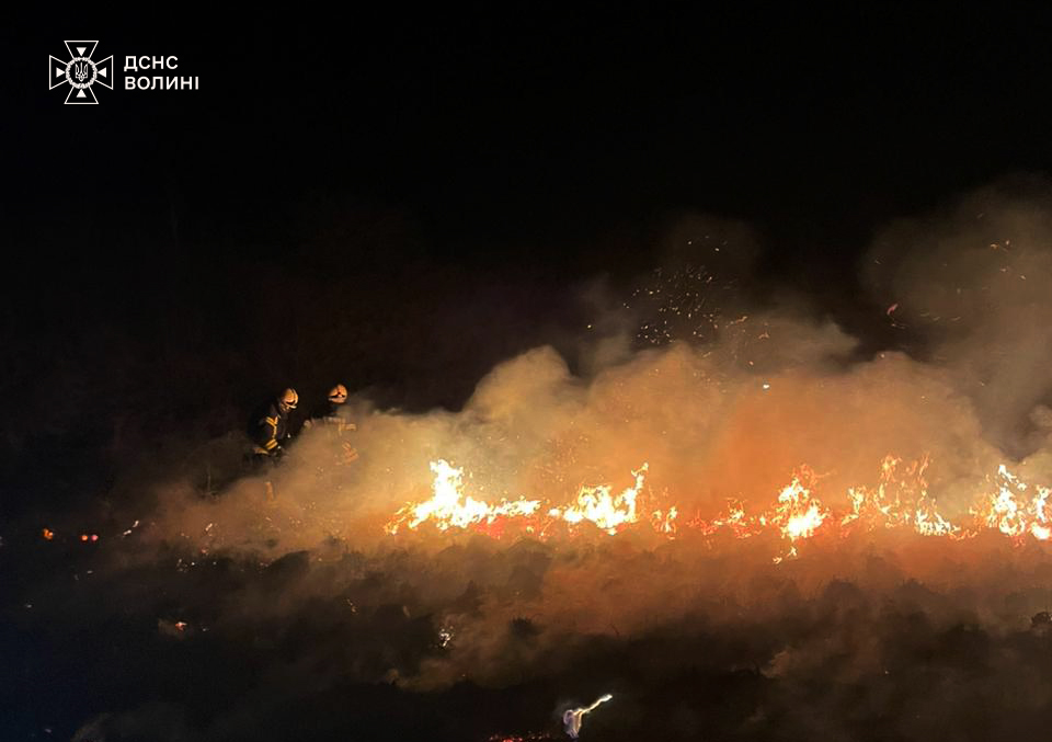 За минулу добу рятувальники Волині ліквідували дві пожежі сухої трави на відкритих територіях