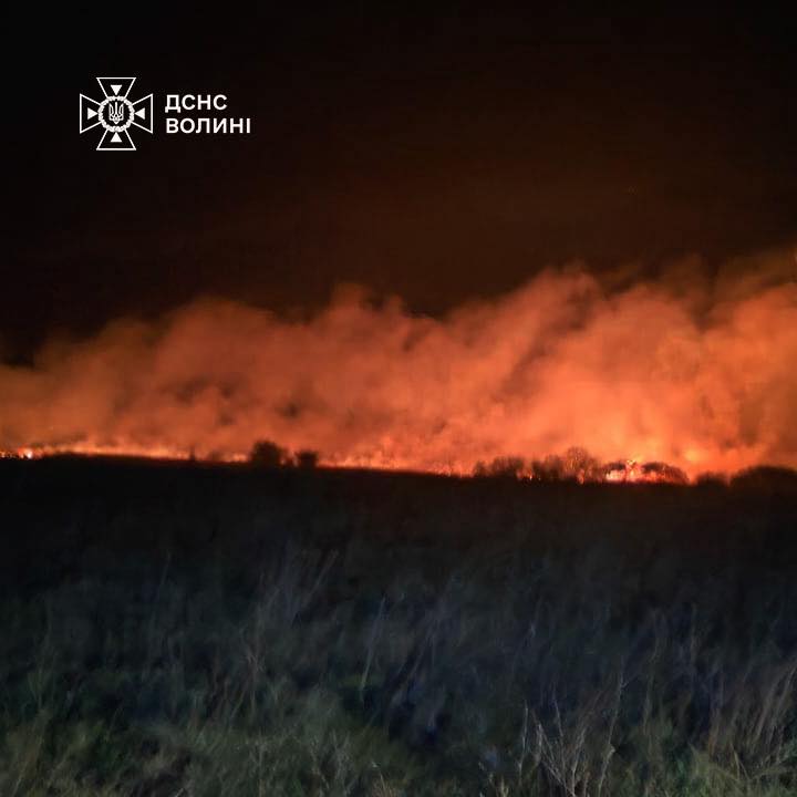 Минулої доби рятувальники Волині ліквідували чотири пожежі на відкритих територіях