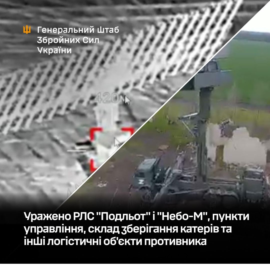 Сили оборони уразили російські РЛС «Подльот» і «Небо-М», пункти управління і склад зберігання катерів рф