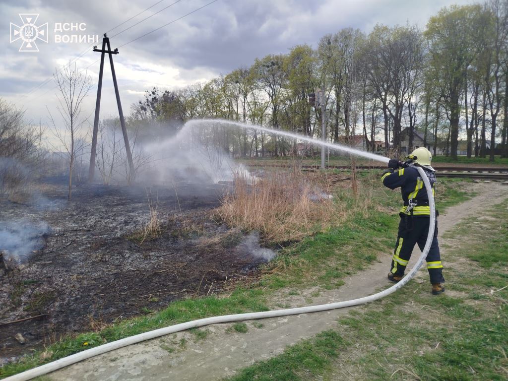 Волинські рятувальники за добу ліквідували п’ять пожеж на відкритих територіях