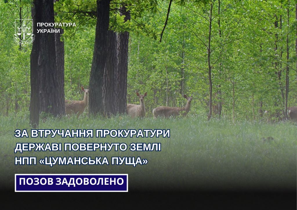 За втручання прокуратури державі повернули землі НПП «Цуманська пуща»
