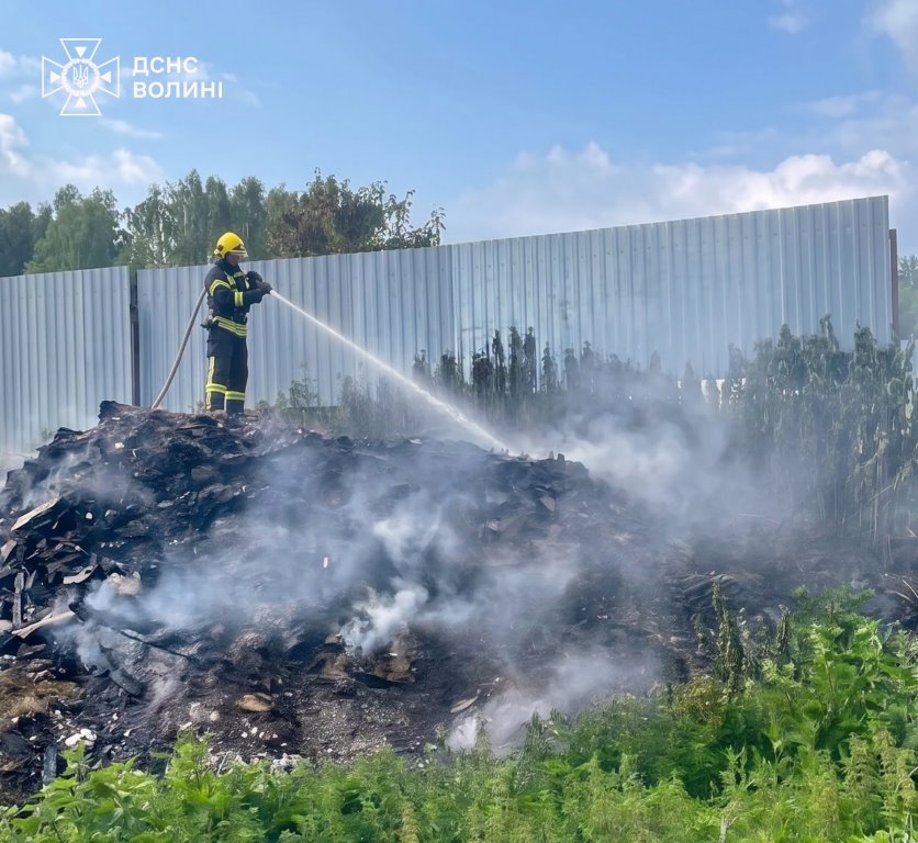 У селі поблизу Луцька внаслідок загоряння сміття ледь не згоріла господарська споруда
